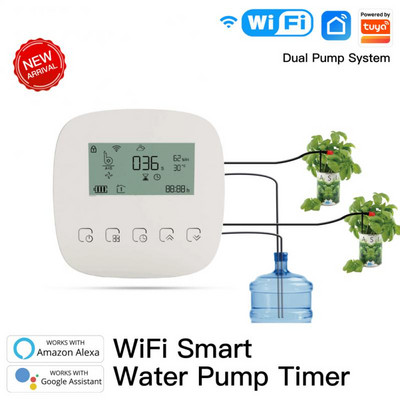 Tuya WiFi Smart Water Timer öntözőgép Automata mikro-csepegő öntözésvezérlő napelemes kerti öntözőrendszerrel