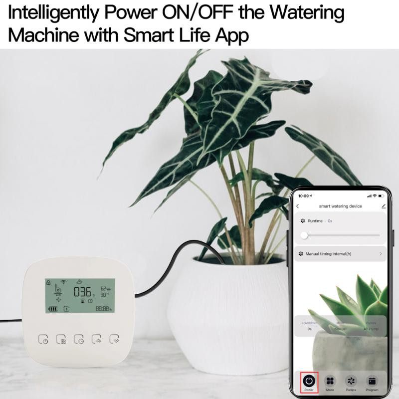 Tuya WiFi Smart Water Timer öntözőgép Automata mikro-csepegő öntözésvezérlő napelemes kerti öntözőrendszerrel
