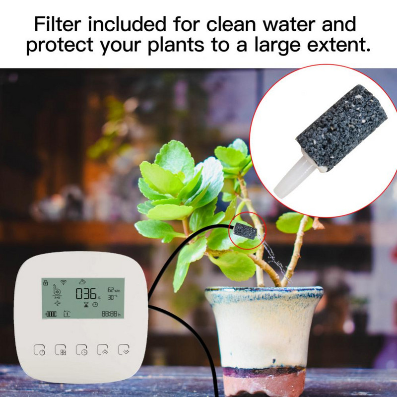 Tuya WiFi Smart Water Timer öntözőgép Automata mikro-csepegő öntözésvezérlő napelemes kerti öntözőrendszerrel