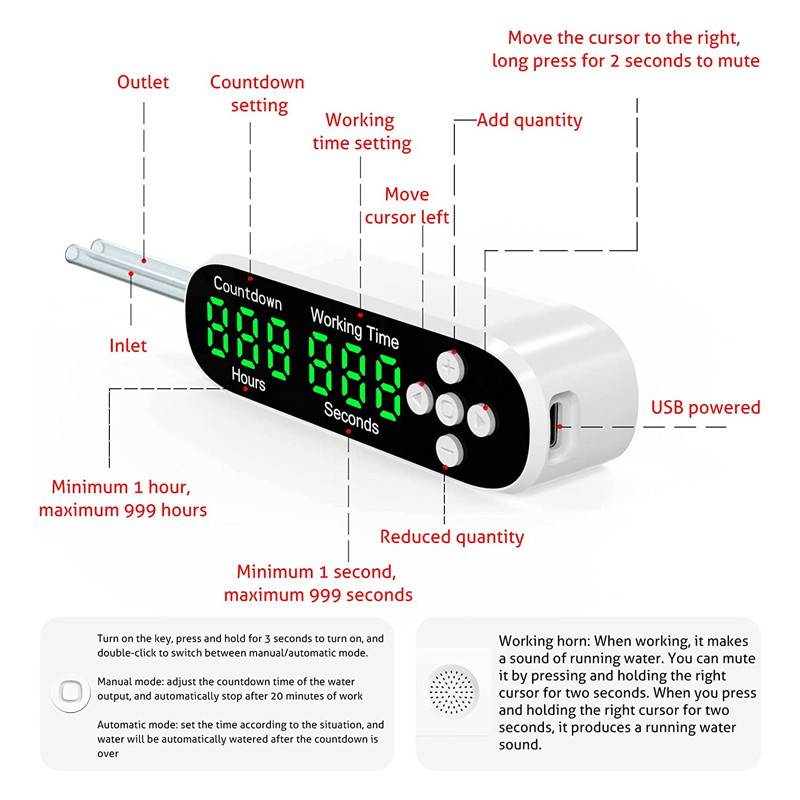 1/2 Dispozitiv de udare automată Pompă inteligentă pentru irigare prin picurare Pompă de apă Sistem temporizator Încărcare cu energie solară Plantă în ghiveci