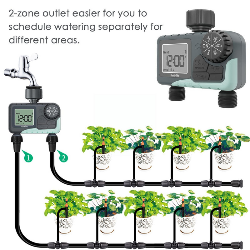 Temporizator digital pentru aspersoare Grădină Ip54 Furtun Robinet de apă Sistem de irigare cu întârziere automată Temporizator de udare Manual de ploaie E8z6