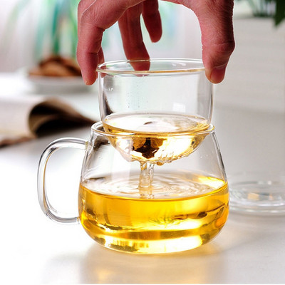 Домакинска стъклена чаша за чай за печка Офис, топлоустойчива, устойчива на висока температура, взривозащитена чаша за чай Чаша за чай с цветя на мляко и роза Чаша за чай