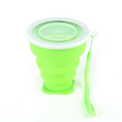 1vnt 200ml/240ml nešiojamas silikoninis ištraukiamas sulankstomas puodelis su dangteliu Teleskopinis sulankstomas geriamasis puodelis lauko kelionei vandens puodelis