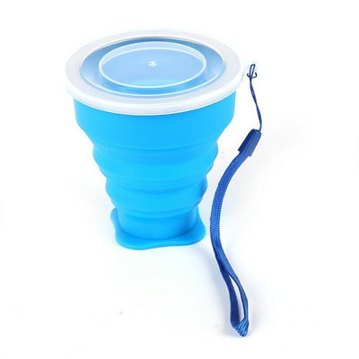 1vnt 200ml/240ml nešiojamas silikoninis ištraukiamas sulankstomas puodelis su dangteliu Teleskopinis sulankstomas geriamasis puodelis lauko kelionei vandens puodelis