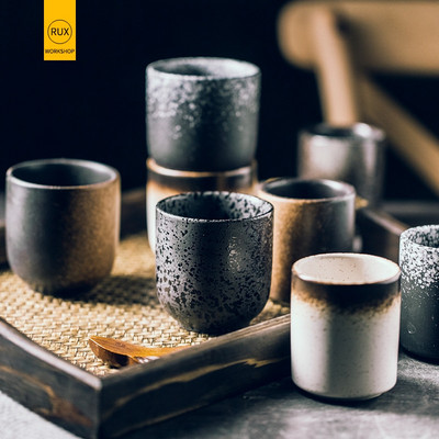 RUX WORKSHOP 140 мл 185 мл Чаша за вода в японски стил Керамични керамични ръчно рисувани кухненски съдове за чаша за чай