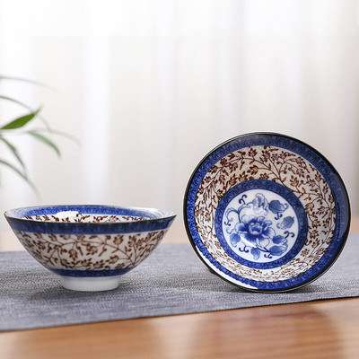 1Gb zilā un baltā porcelāna konusveida tējas krūze pret zvīņošanos, ar rokām apgleznota keramikas tējas bļoda ceļojumu meditācijas krūze ķīniešu tējas komplekts 70 ml