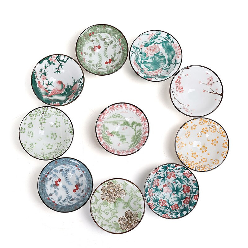 1Gb zilā un baltā porcelāna konusveida tējas krūze pret zvīņošanos, ar rokām apgleznota keramikas tējas bļoda ceļojumu meditācijas krūze ķīniešu tējas komplekts 70 ml