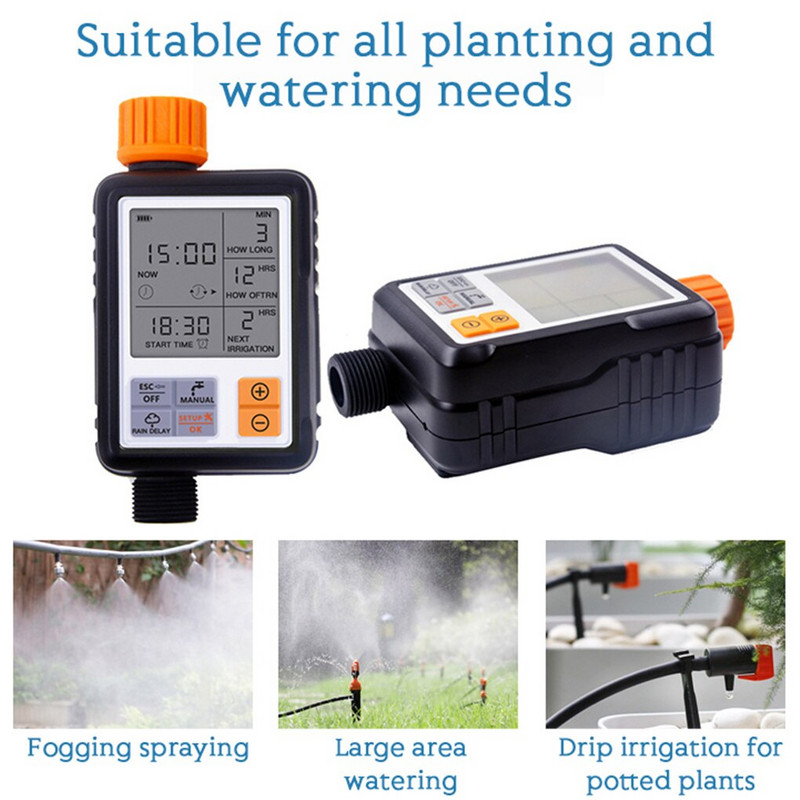 NOU Temporizator de apă digital programabil automat, cu ecran mare de 3" IP65, rezistent la apă, pentru sistemul de udare a gazonului de grădină. Temporizator de irigare