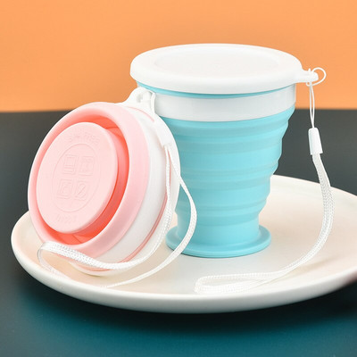 2022 Сгъваема чаша Сгъваема сгъваема телескопична силиконова бутилка за вода Пътуване на открито Детски чаши Чаши за съдове Кана за пиене на вода