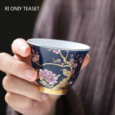 1 bucată Palace Ceai de ceai din ceramică de lux Flori pictate manual Bol de ceai Ceai de ceai lucrat manual Cravată Guanyin Pu`er Home Set de ceai din porțelan 65 ml