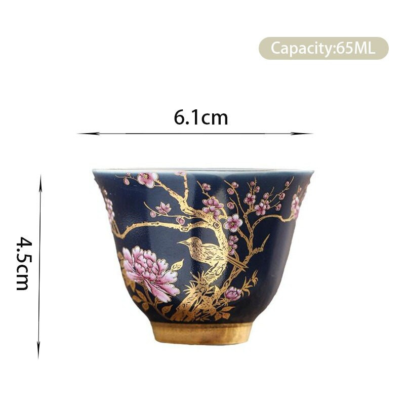 1 бр. Дворцова луксозна керамична чаша за чай Ръчно рисувани цветя Купа за чай Ръчно изработена чаша за чай Вратовръзка Guanyin Pu'er домашен порцеланов сервиз за чай 65 ml