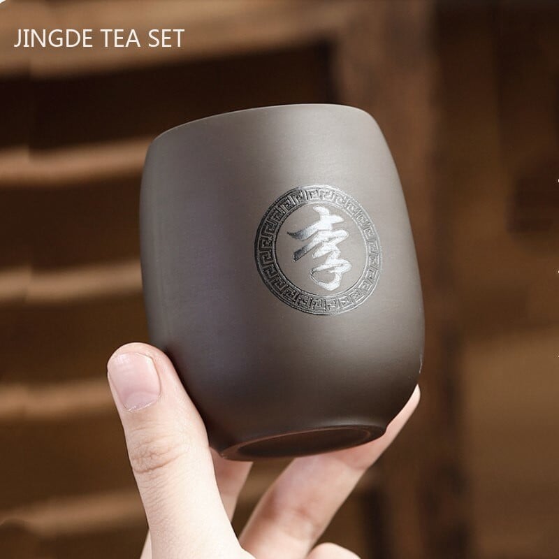 Китайска чаша за чай Yixing Purple Clay Чаша за кафе Oolong Tea Ръчно изработена бутикова купа за чай Master Tea Cup Преносима лична единична чаша