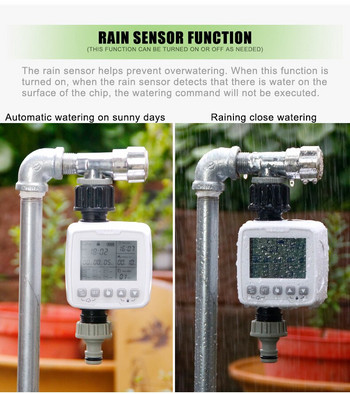Външна градина Автоматичен таймер за поливане LCD цифров дисплей Интелигентен контролер за напояване Устройство за поливане със сензор за дъжд