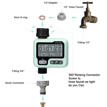 IPX5 Αδιάβροχο Έξυπνο Αυτόματο Ποτιστικό Ελεγκτής Home Garden Water Timer Αυτόματο σύστημα στάγδην άρδευσης Ελεγκτής