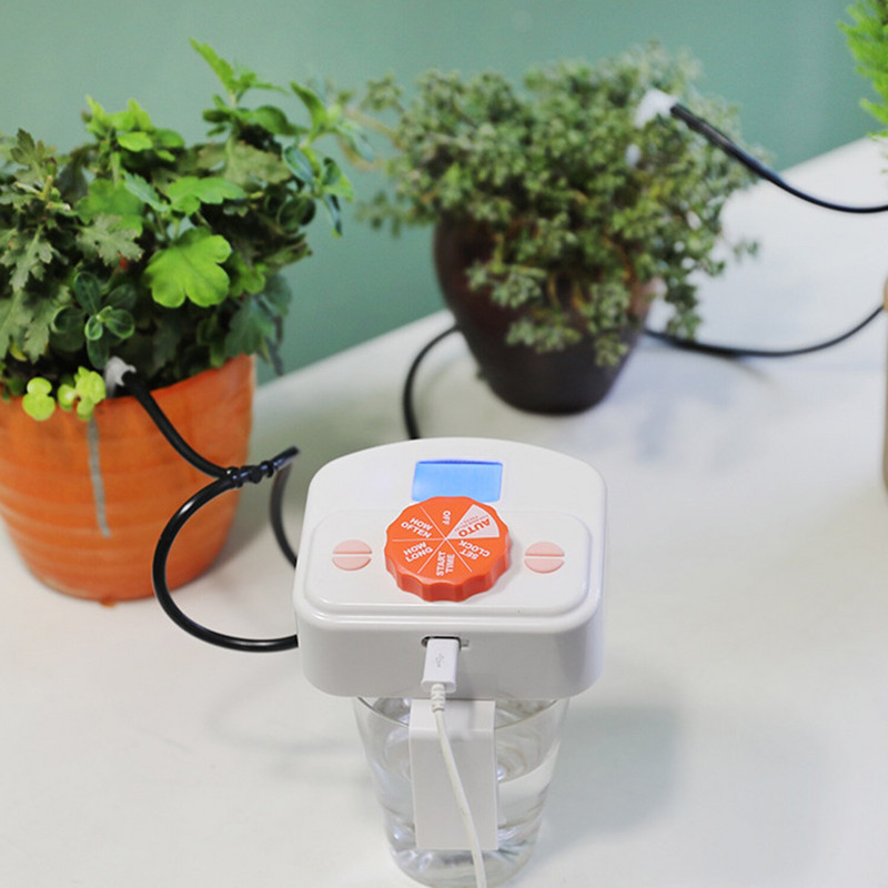 Automatikus csepegtető öntözőrendszer vezérlő elemes/USB tápellátású programozható öntözővíz időzítő kerti munkákhoz