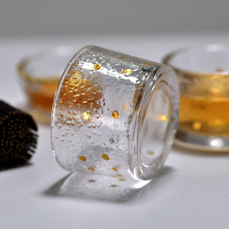 Златна стъклена чаша за чай с ръб Glod Арабска чаша за кафе Японски стил Кунг-фу Зелени чаши за чай Puer Китайска купа за чай Комплект прибори за чай