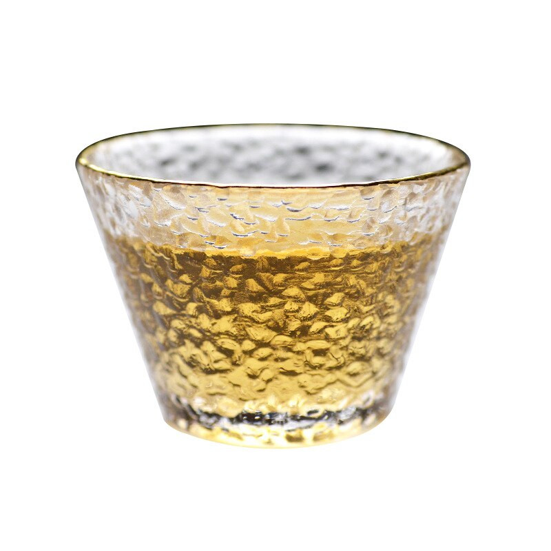 Златна стъклена чаша за чай с ръб Glod Арабска чаша за кафе Японски стил Кунг-фу Зелени чаши за чай Puer Китайска купа за чай Комплект прибори за чай