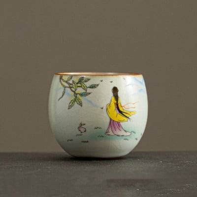 Kínai Retro Ru kemence kerámia teáscsésze Lotus Pattern kávéscsésze utazási hordozható teástál kézzel készített teáskészlet Master Cup 90 ml