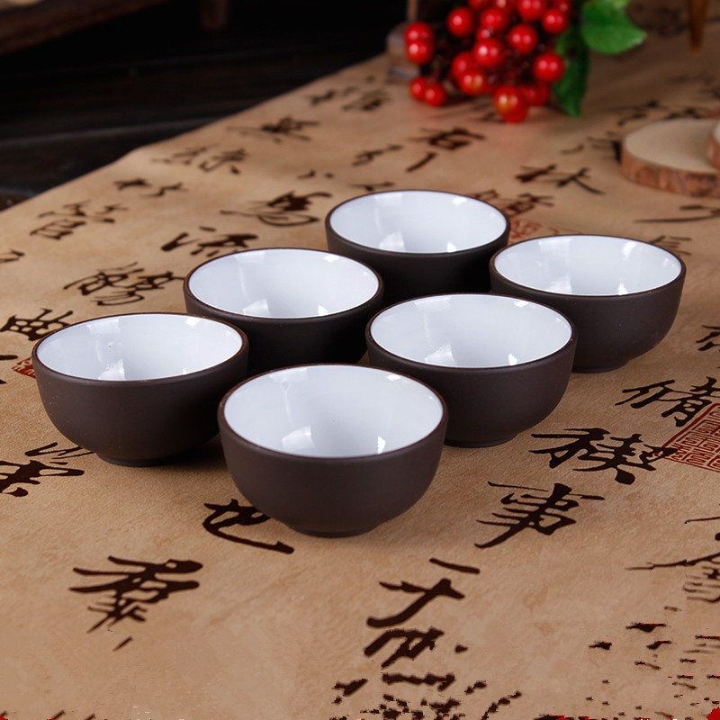 2 бр./лот zisha чаени чаши лилава глинена чаша 30 ml yixing чаша pu er tea tools kungfu tea cup gift drink tea tool