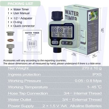 Електронен голям LCD дисплей Автоматична напоителна система Градински таймер за вода с 3/4 1/2 връзка за кран за маркуч