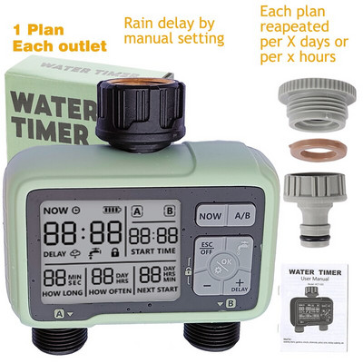 Elektroninis didelis LCD ekranas Automatinė laistymo sistema Sodo vandens laikmatis su 3/4 1/2 žarnos čiaupo jungtimi