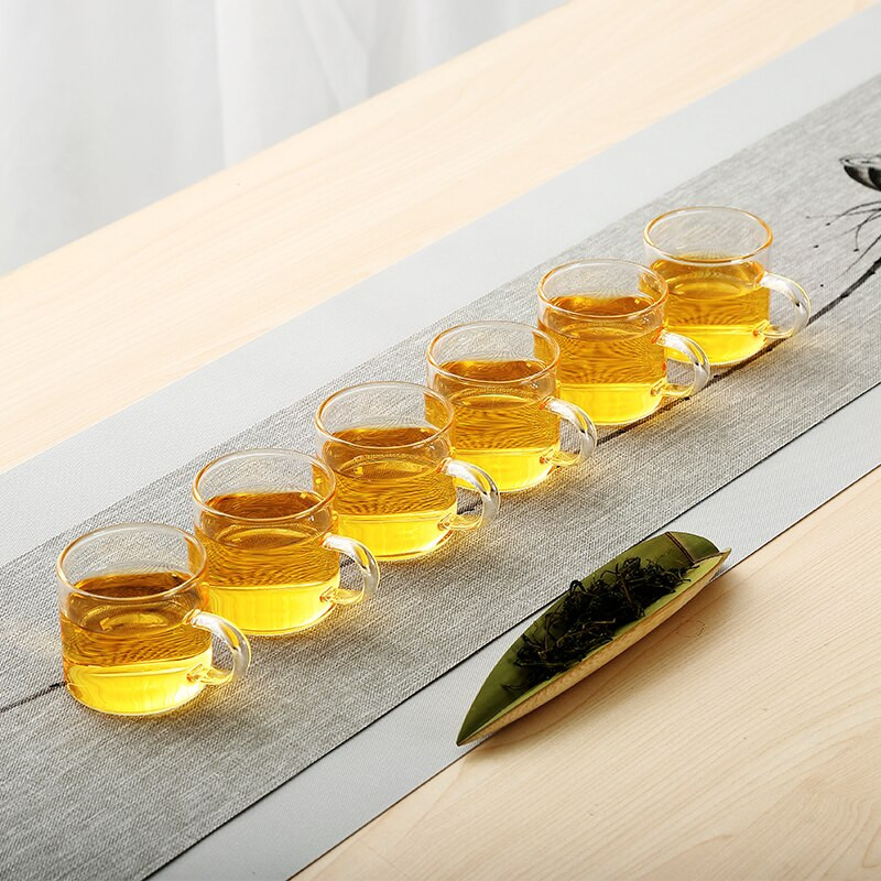 6 vnt./dėžutė 100ml Buitinis storo stiklo arbatos puodelis, karščiui atsparus aukštai temperatūrai, sprogimui atsparus kavos pieno ir rožių gėlių arbatos puodeliai