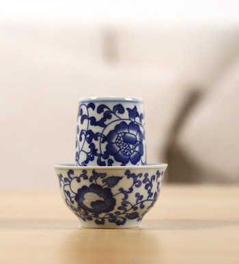 μπλε και άσπρο κεραμικό φλιτζάνι τσαγιού πορσελάνη wenxiang κύπελλο κινέζικο ποτό κουνγκ φου