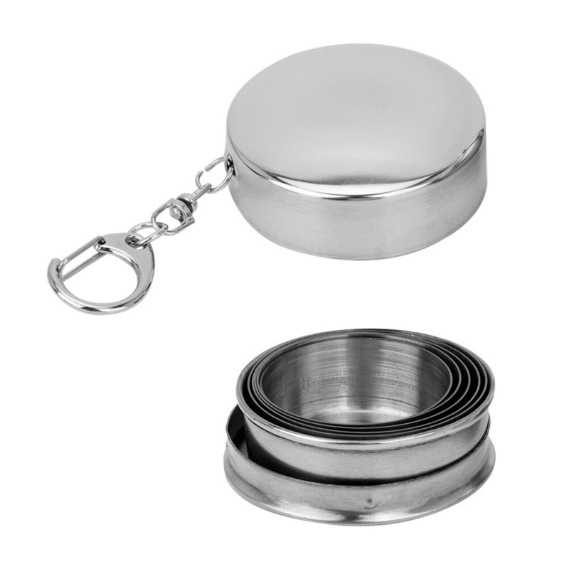 75 ml / 150 ml / 250 ml nešiojamas nerūdijančio plieno sulankstomas puodelis lauke Kelioninis sulankstomas teleskopinis puodelis Žygiams kempingo vandens kavos puodelis