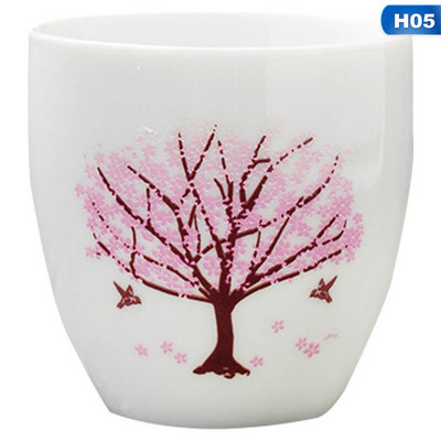 Ceașcă de ceai magică, fierbinte, temperatură rece, decolorare, schimbarea culorii, ceașcă de ceai cu flori din ceramică, set de ceai kung fu bol de ceai
