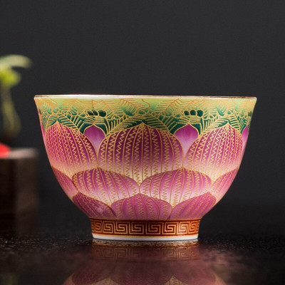 Керамичен сервиз за чай в китайски стил Чаша за дома Емайлирана цветна чаша за чай Кафе Чаши за вино Традиционна купа за чай Персонална единична чаша