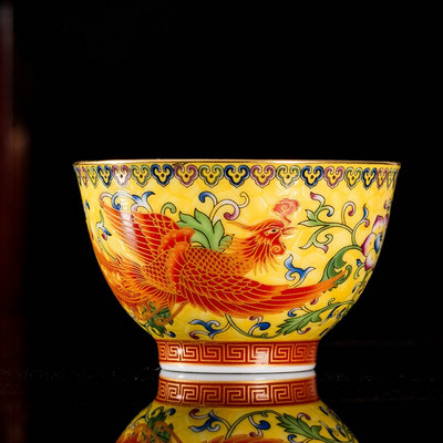 Керамичен сервиз за чай в китайски стил Чаша за дома Емайлирана цветна чаша за чай Кафе Чаши за вино Традиционна купа за чай Персонална единична чаша