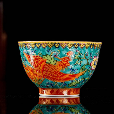 Керамичен сервиз за чай в китайски стил Чаша за дома Емайлирана цветна чаша за чай Кафе Чаши за вино Традиционна купа за чай Персонална единична чаша