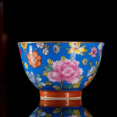 Керамичен сервиз за чай в китайски стил Чаша за дома Емайлирана цветна чаша за чай Кафе Чаши за вино Традиционна купа за чай Персонална единична чаша