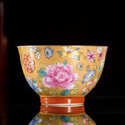 Керамичен сервиз за чай в китайски стил Чаша за дома Емайлирана цветна чаша за чай Кафе Чаши за вино Традиционна купа за чай Персонална единична чаша