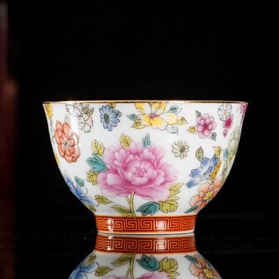 Керамичен сервиз за чай в китайски стил Чаша за дома Емайлирана цветна чаша за чай Кафе Чаши за вино Традиционна купа за чай Персонална единична чаша