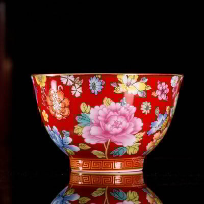 Керамичен сервиз за чай в китайски стил Чаша за дома Емайлирана цветна чаша за чай Кафе Чаши за вино Традиционна купа за чай Персонална единична чаша