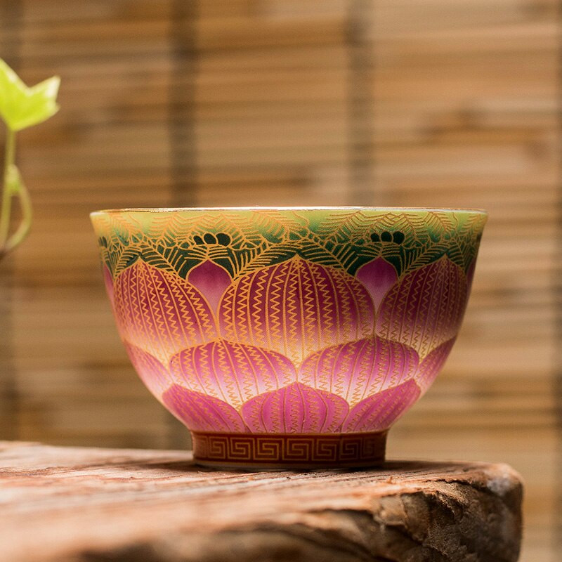 Керамичен сервиз за чай в китайски стил Чаша за дома Емайлирана цветна чаша за чай Кафе Чаши за вино Традиционна купа за чай Персонална единична чаша