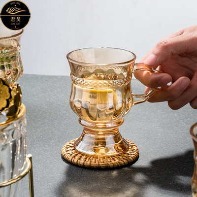 Ceașă de sticlă groasă rezistentă la căldură, ceașcă de ceai în stil european de lux, ceașcă de cafea, ceașcă de băutură sănătoasă, căni de ceai, transport gratuit