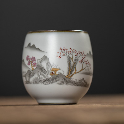 1db/3db Kínai kerámia teáscsésze fehér porcelán Kung Fu csésze Fazekas fogantyúval Italkészlet Boros kávés bögre teáscsésze nagykereskedés