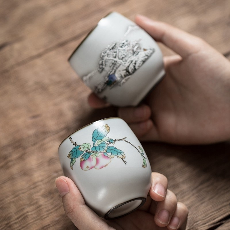 1db/3db Kínai kerámia teáscsésze fehér porcelán Kung Fu csésze Fazekas fogantyúval Italkészlet Boros kávés bögre teáscsésze nagykereskedés