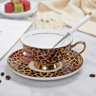 YeFine 200 мл Британски съдове за пиене на кафе Висококачествен комплект чаша и чинийка за чай от костен Китай