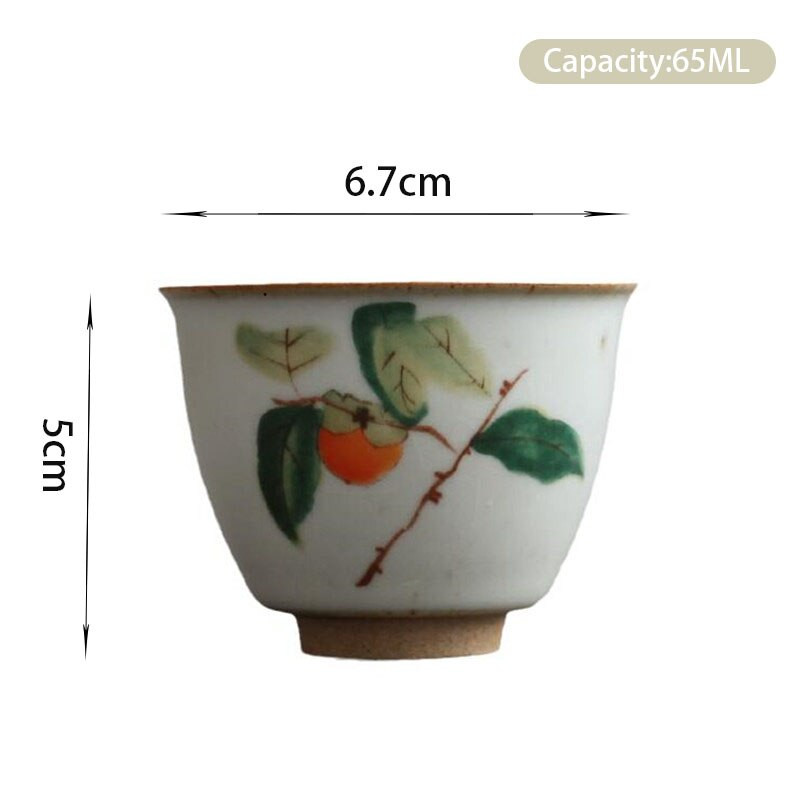 Boutique Ru Kiln keramikinis arbatos puodelis Kelioninis meditacijos puodelis rankomis dažytas gėlių raštas arbatos dubuo Pu'er Master puodelis arbatos rinkinio priedai