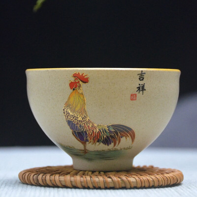 Ceașcă de ceai din ceramică din ceramică antică, ceașcă de ceai de cocoș pictată manual, bol portabil pentru călătorie, ceașcă Pu'er Master Cup, set de ceai chinezesc Accesorii