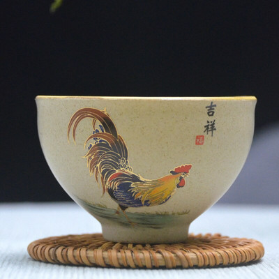 Ceașcă de ceai din ceramică din ceramică antică, ceașcă de ceai de cocoș pictată manual, bol portabil pentru călătorie, ceașcă Pu'er Master Cup, set de ceai chinezesc Accesorii