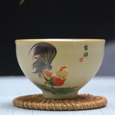 Ceașcă de ceai din ceramică din ceramică antică, ceașcă de ceai de cocoș pictată manual, bol portabil pentru călătorie, ceașcă Pu'er Master Cup, set de ceai chinezesc Accesorii