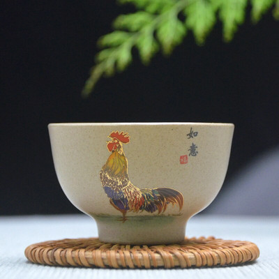 Ceașcă de ceai din ceramică din ceramică antică, ceașcă de ceai de cocoș pictată manual, bol portabil pentru călătorie, ceașcă Pu'er Master Cup, set de ceai chinezesc Accesorii