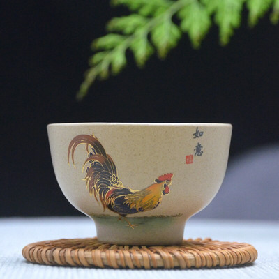 Ceașcă de ceai din ceramică din ceramică antică, ceașcă de ceai de cocoș pictată manual, bol portabil pentru călătorie, ceașcă Pu'er Master Cup, set de ceai chinezesc Accesorii