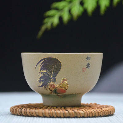 Ceașcă de ceai din ceramică din ceramică antică, ceașcă de ceai de cocoș pictată manual, bol portabil pentru călătorie, ceașcă Pu'er Master Cup, set de ceai chinezesc Accesorii