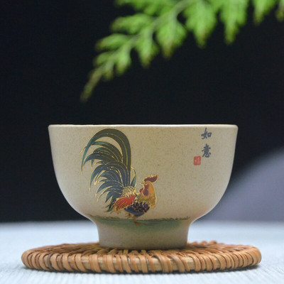 Ceașcă de ceai din ceramică din ceramică antică, ceașcă de ceai de cocoș pictată manual, bol portabil pentru călătorie, ceașcă Pu'er Master Cup, set de ceai chinezesc Accesorii