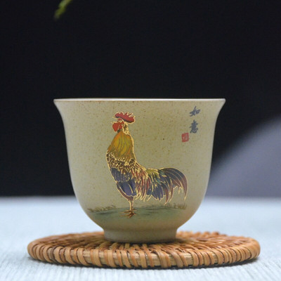 Ceașcă de ceai din ceramică din ceramică antică, ceașcă de ceai de cocoș pictată manual, bol portabil pentru călătorie, ceașcă Pu'er Master Cup, set de ceai chinezesc Accesorii